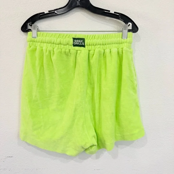 NWOT Daily Drills Zilker Terry Sweat Shorts Neon Green Women’s Size Medium/Large - Picture 5 of 6